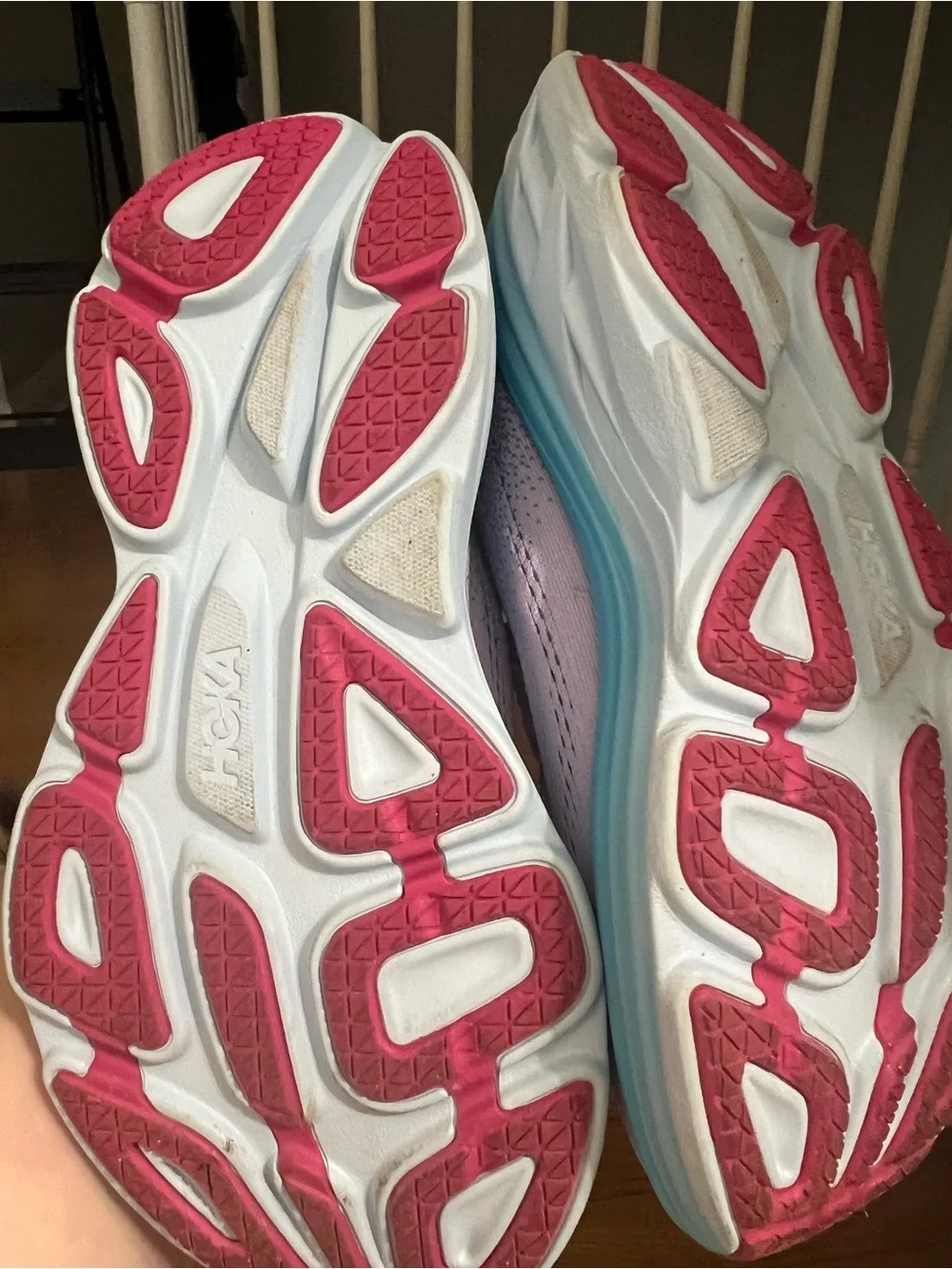Hoka Bondi 8 Women's Lavender and Teal Running Shoes
